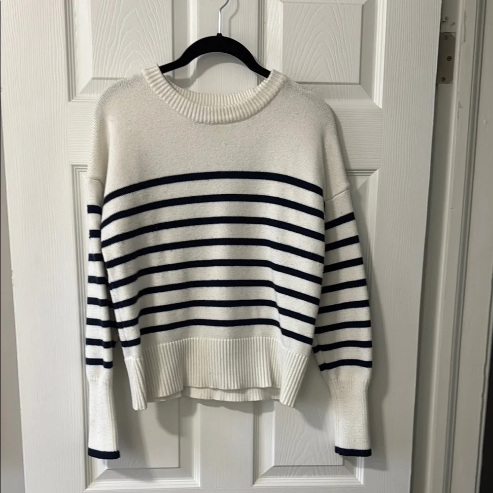 Philosophy Navy and Cream Striped Sweater